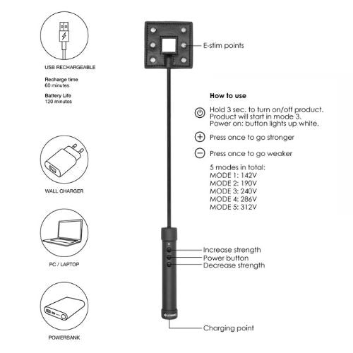 ElectroShock E-Stimulation Crop - Black from Nice 'n' Naughty