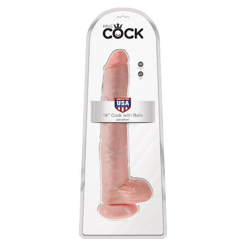 King Cock 14 Inch Dildo w Balls Light Skin Tone from Nice 'n' Naughty