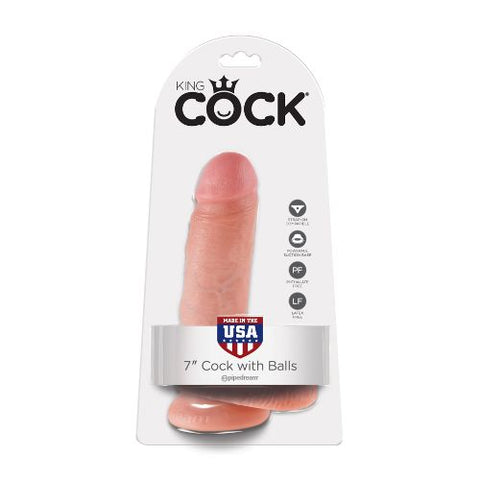 King Cock 7 Inch Dildo w Balls Light Skin Tone from Nice 'n' Naughty