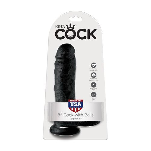 King Cock 8 Inch Dildo w Balls Black from Nice 'n' Naughty