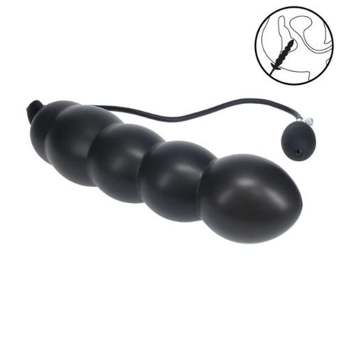 Levelz Beaded Inflatable Silicone Anal Plug Black from Nice 'n' Naughty