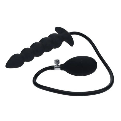 Levelz Beaded Inflatable Silicone Anal Plug Black from Nice 'n' Naughty