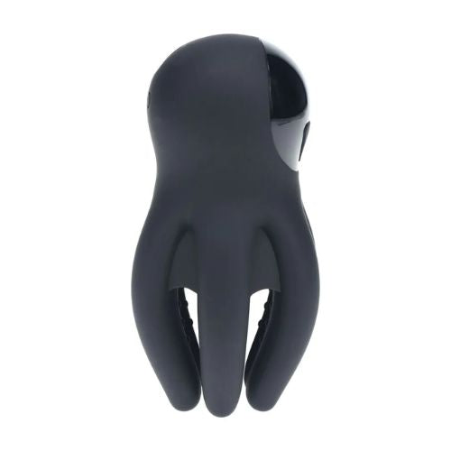 Levelz Digital Vibrating Silicone Penis Head Stimulator with Tentacles Black from Nice 'n' Naughty