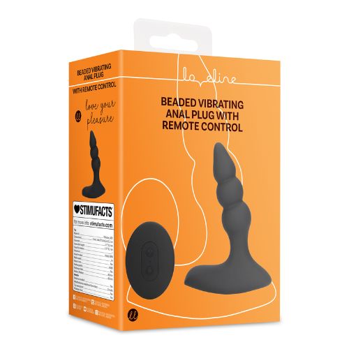 Loveline Beaded Vibrating Anal Plug w Remote Black from Nice 'n' Naughty