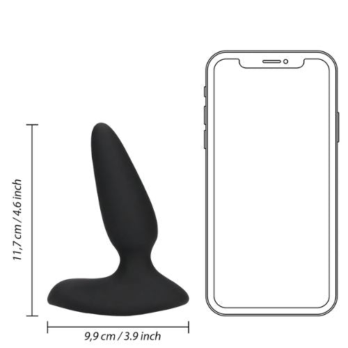 Loveline Smooth Vibrating Anal Plug w Remote Black Silicone from Nice 'n' Naughty