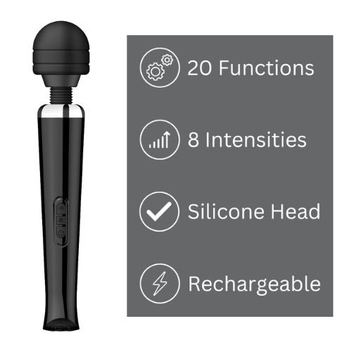 Loving Joy Rechargeable Magic Wand Vibrator Black from Nice 'n' Naughty