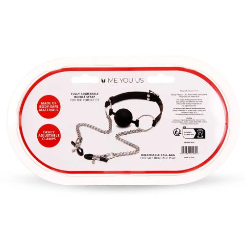 Me You Us Silicone Gag with Clamps Black from Nice 'n' Naughty