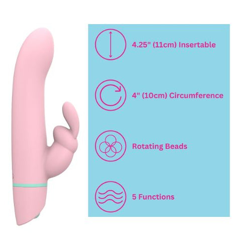 Mina Ripple Vibrating & Rotating Rabbit Vibrator Pale Pink from Nice 'n' Naughty