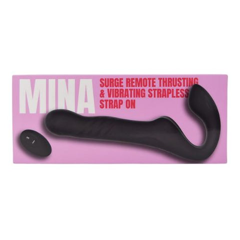 Mina Surge Thrusting & Vibrating Strapless Strap On Black from Nice 'n' Naughty