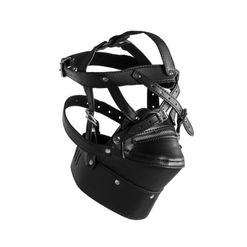 Ouch! Head Harness with Zip-up Mouth and Lock - Black from Nice 'n' Naughty