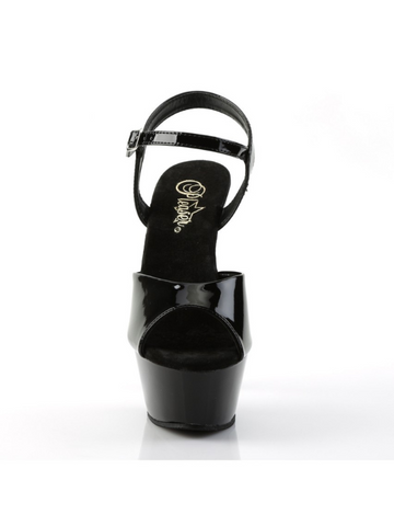 Pleaser Kiss 209 Peep Toe Sandal Patent Black from Nice 'n' Naughty