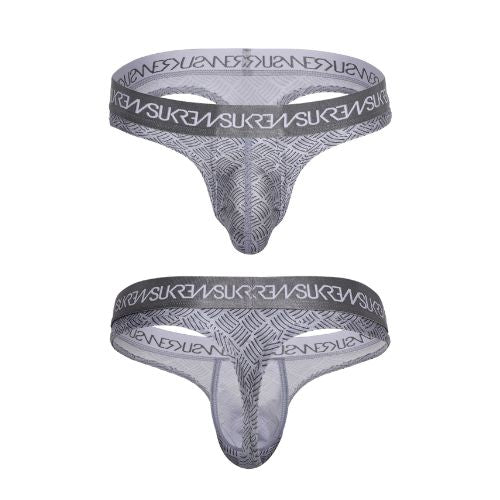 Sukrew Industrial Classic Thong Checker Grey from Nice 'n' Naughty