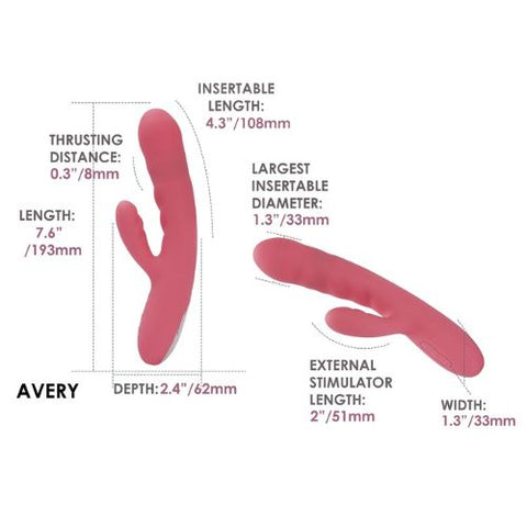 Svakom Avery Thrusting Vibrator with Clitoral Stimulator Pink from Nice  'n' Naughty