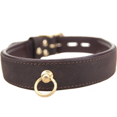 Bound Nubuck Leather Collar with O Ring