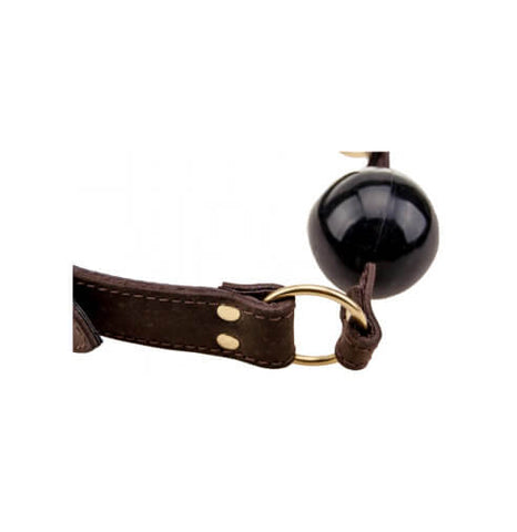 Bound Nubuck Leather Solid Ball Gag