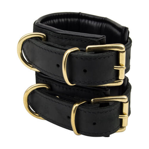 Bound Noir Slim Leather Wrist Cuffs